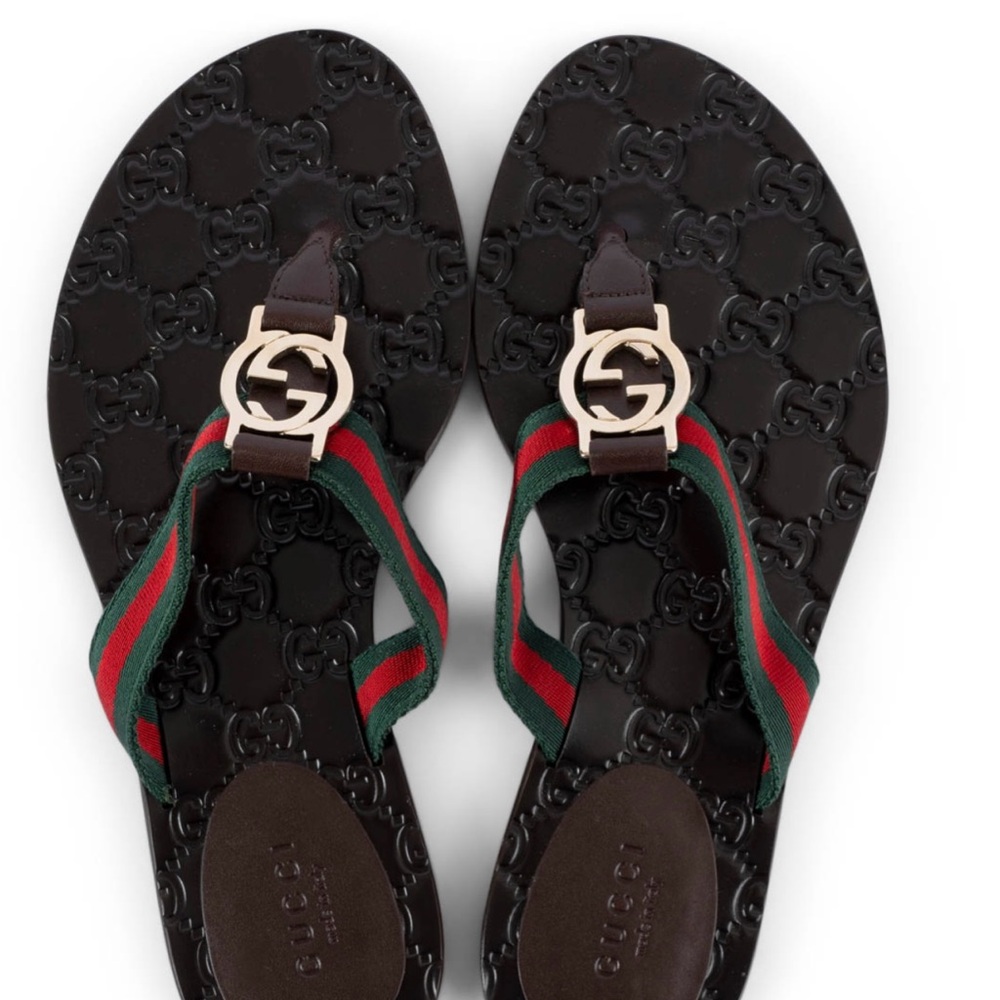 Gucci Black and Green Sandals